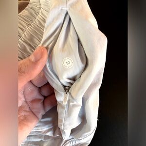 Lululemon track that midrise lined short 5 inch, white.